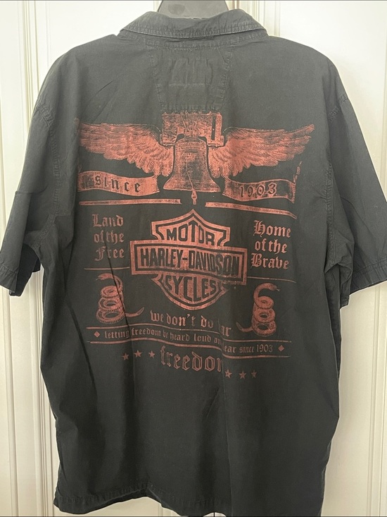 Harley-Davidson Other - Harley-Davidson Motorcycles Black Freedom Liberty short sleeve work shirt Large
